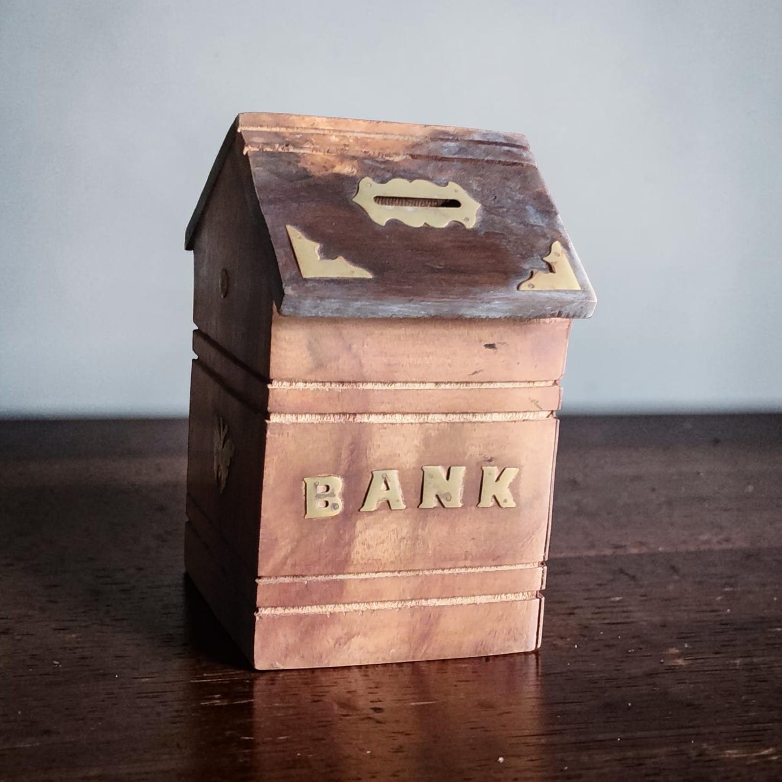 Handmade Wooden House Money Bank | Hut Shape Piggy Bank with Lid — image 3