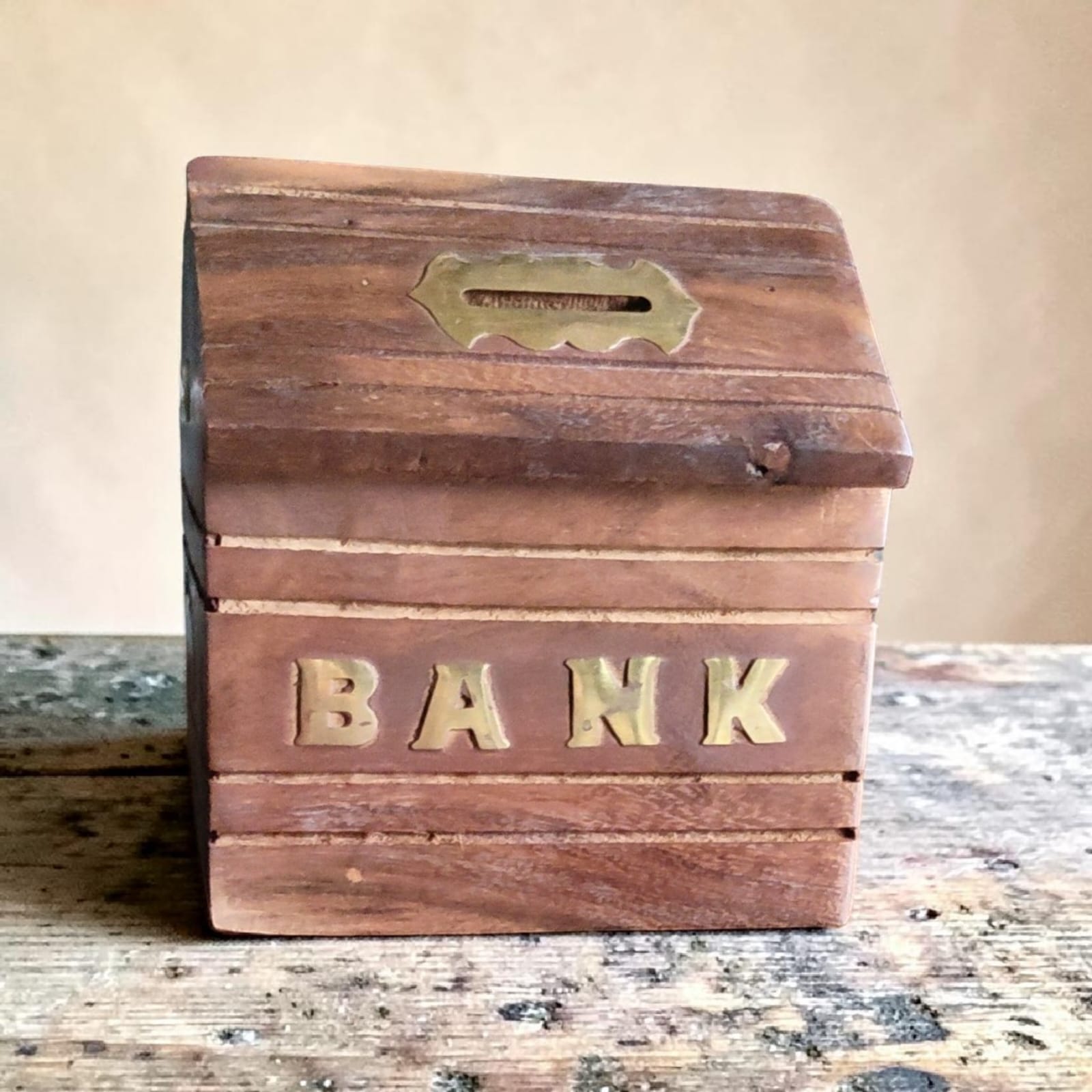 - Handmade Wooden Money Bank | Vintage Wooden Piggy Bank with Lid — image 2