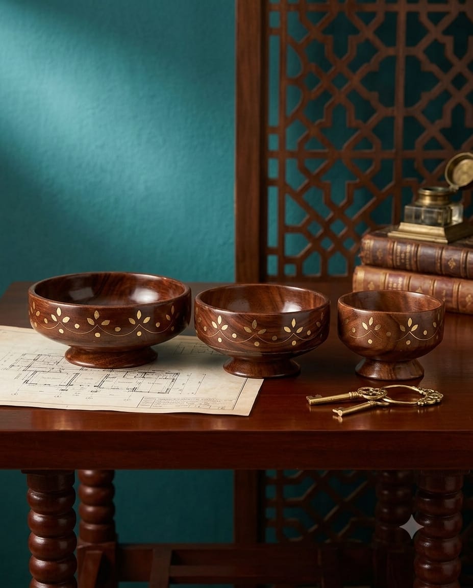 Handmade Wooden Dip Bowl - printed combo set