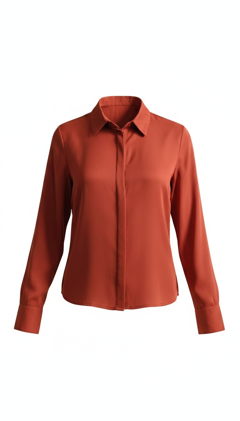Classic Rust Orange Button-Down Shirt for Women — image 2