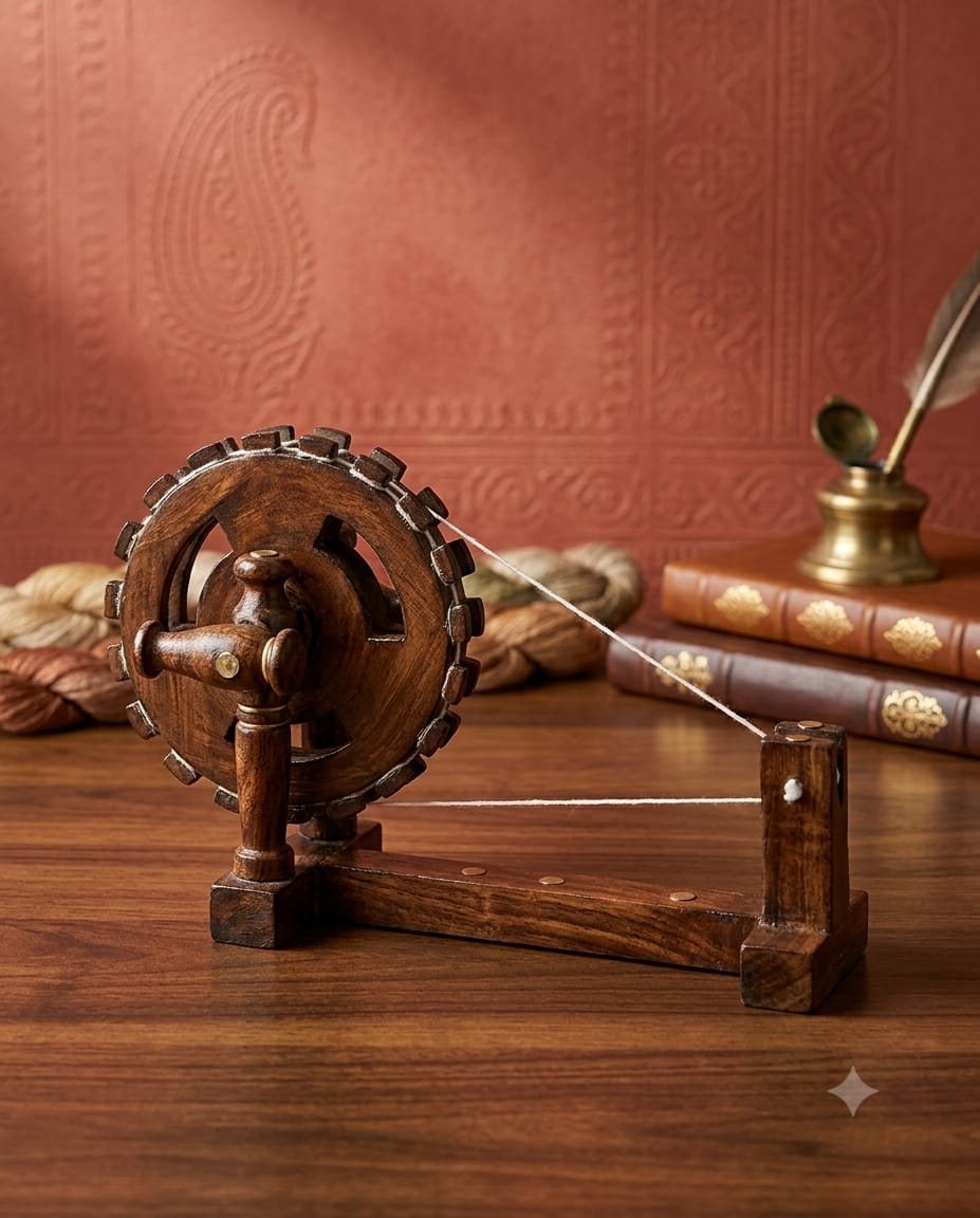 Handcrafted Miniature Wooden Charkha (Spinning Wheel) Showpiece — image 2