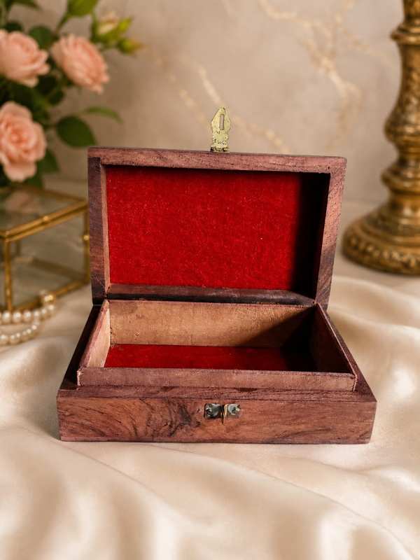 Handcrafted Wooden Jewelry Box Set of 2 - Octagonal Shaped Antique Storage Box with Brass Latch — image 2