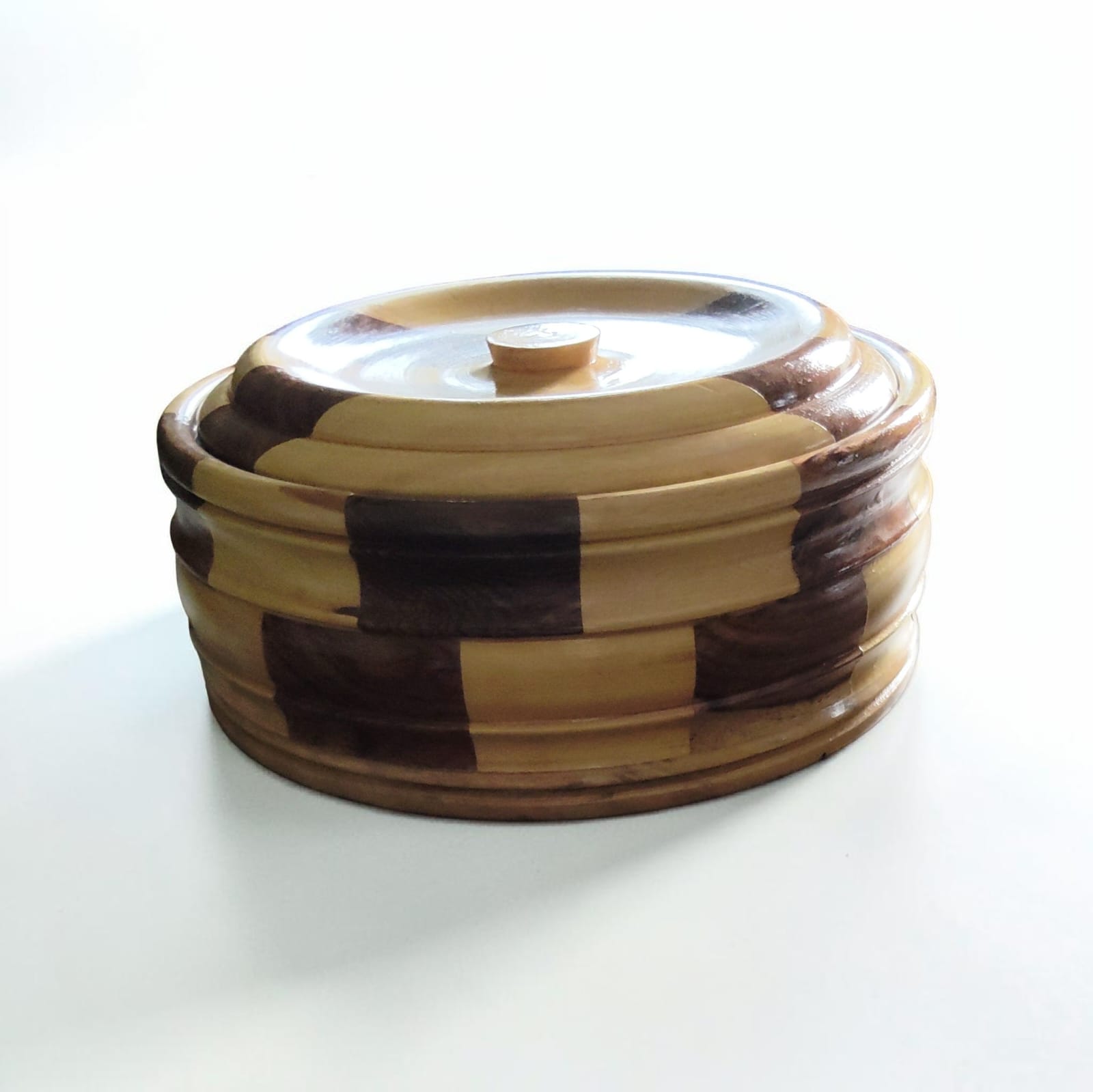 - Handmade Wooden Chapati Box with Lid | Designer Roti Casserole for Kitchen — image 3