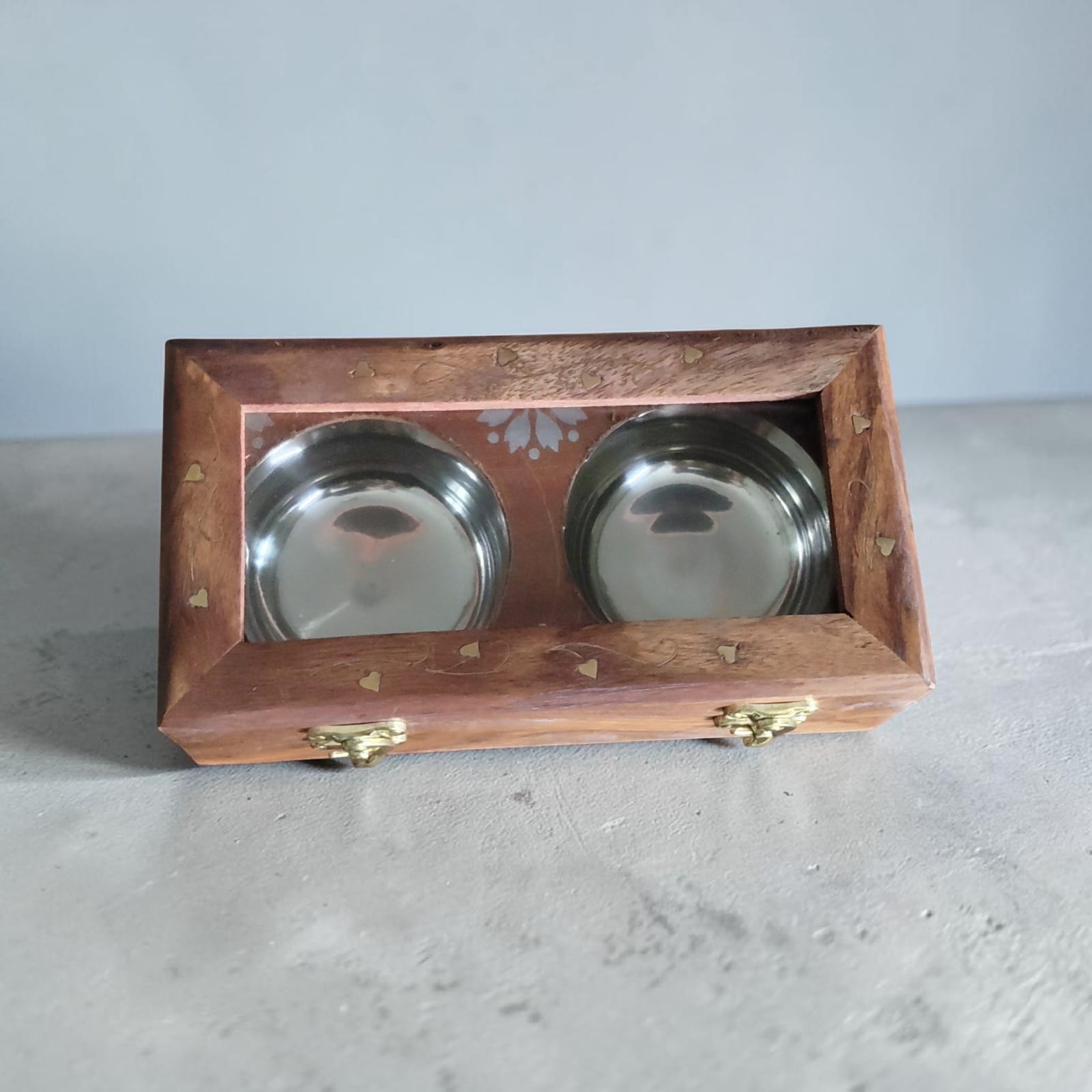 Elegant Handcrafted Wooden Dry Fruit Serving Box (Dual Compartment)