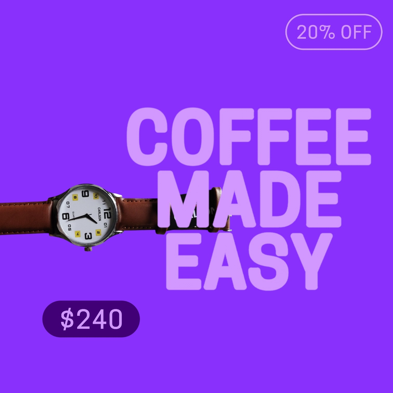 Men's Rose Gold Brown Silicone Strap Watch — image 2