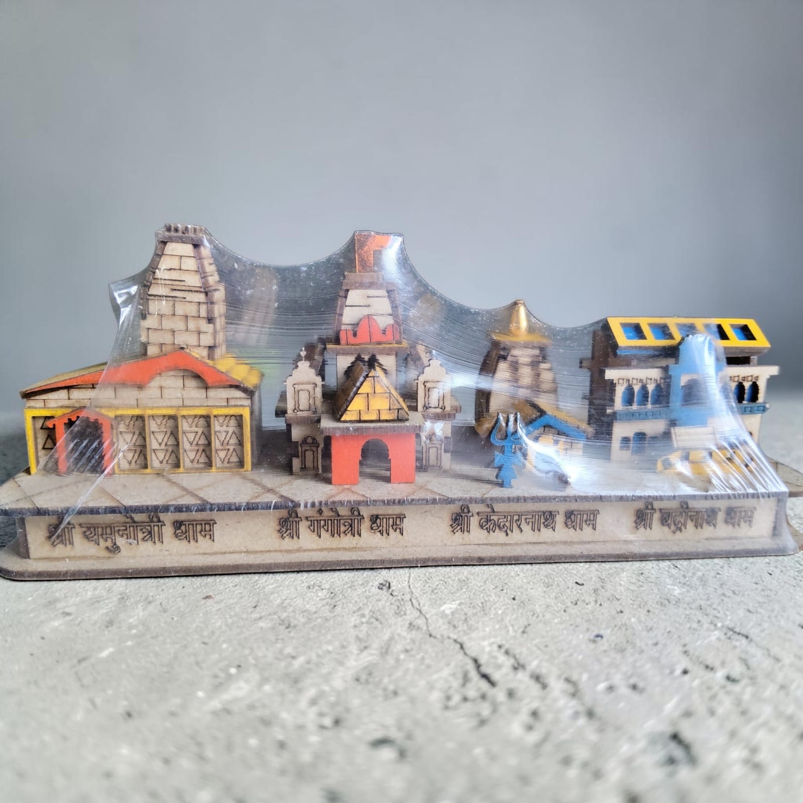 Char Dham Wooden Temple Miniature Showpiece