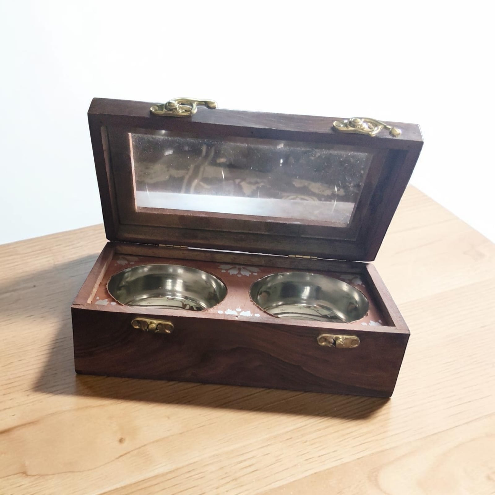 Elegant Handcrafted Wooden Dry Fruit Serving Box (Dual Compartment) — image 2