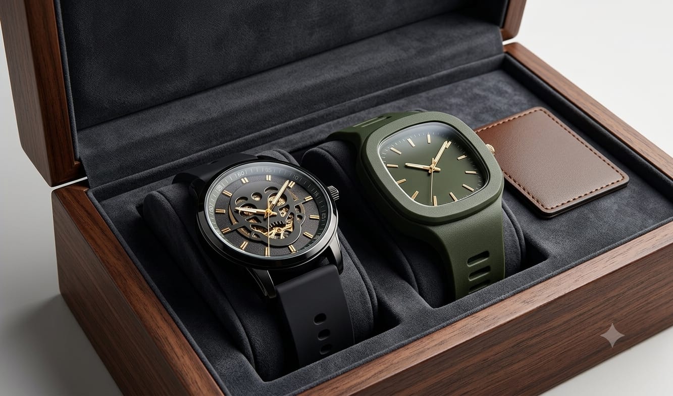 Men's Multi-Function Digital Watch and skeleton dial watch 2watches — image 2