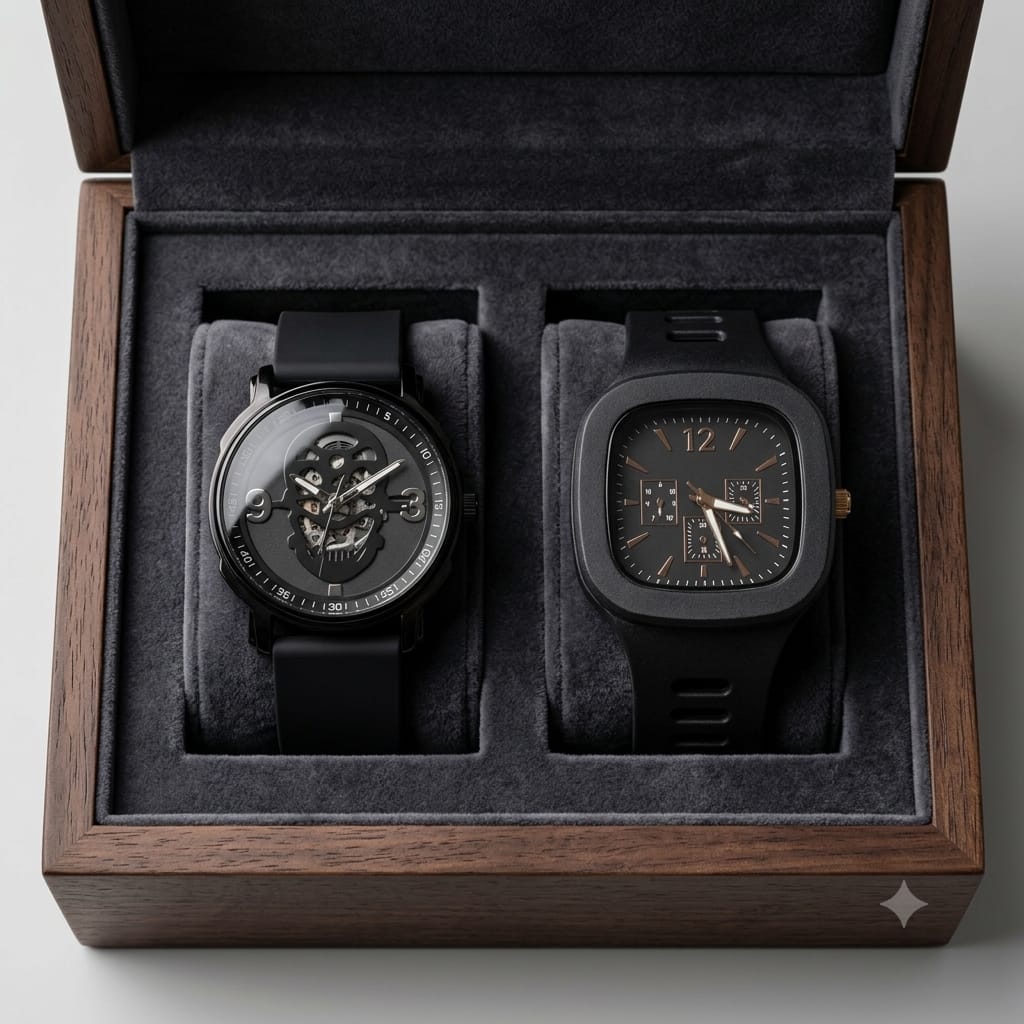 Men's Multi-Function Digital Watch and skeleton dial watch 2watches — image 3