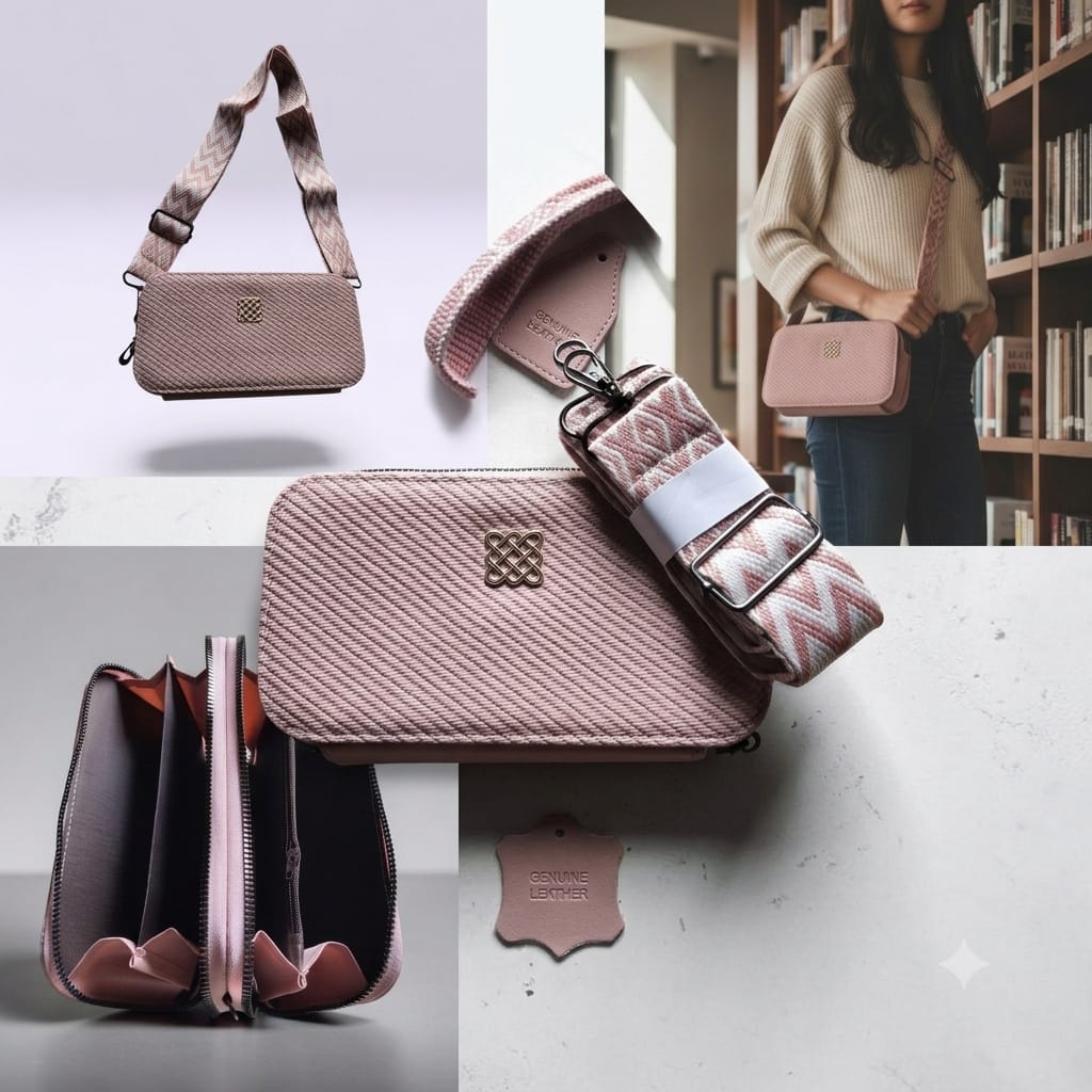 Women's Pink Double Zip Around Wallet - Large Capacity Phone Clutch Purse