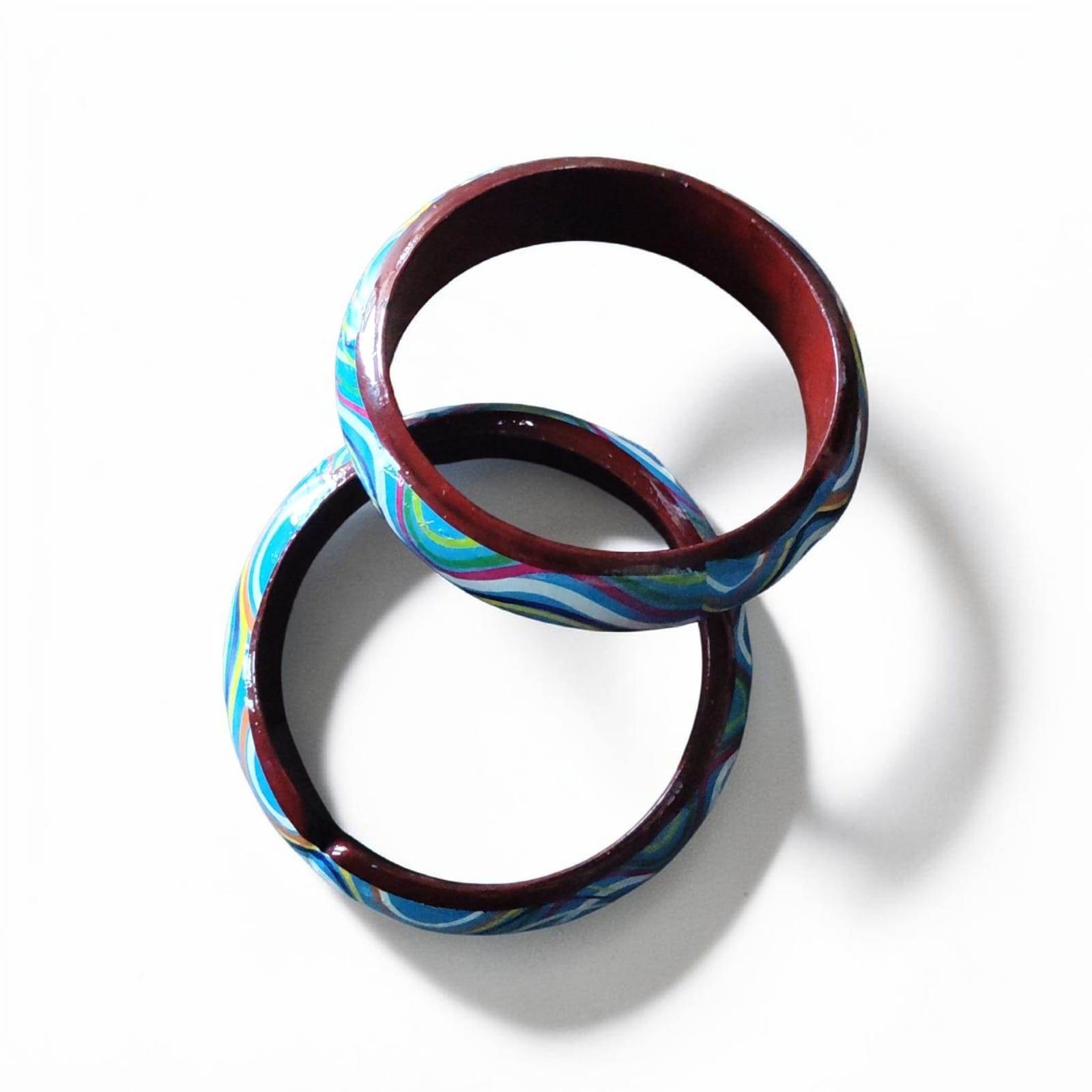 Handcrafted Wooden Designer Bangle Set (Set of 2) — image 2