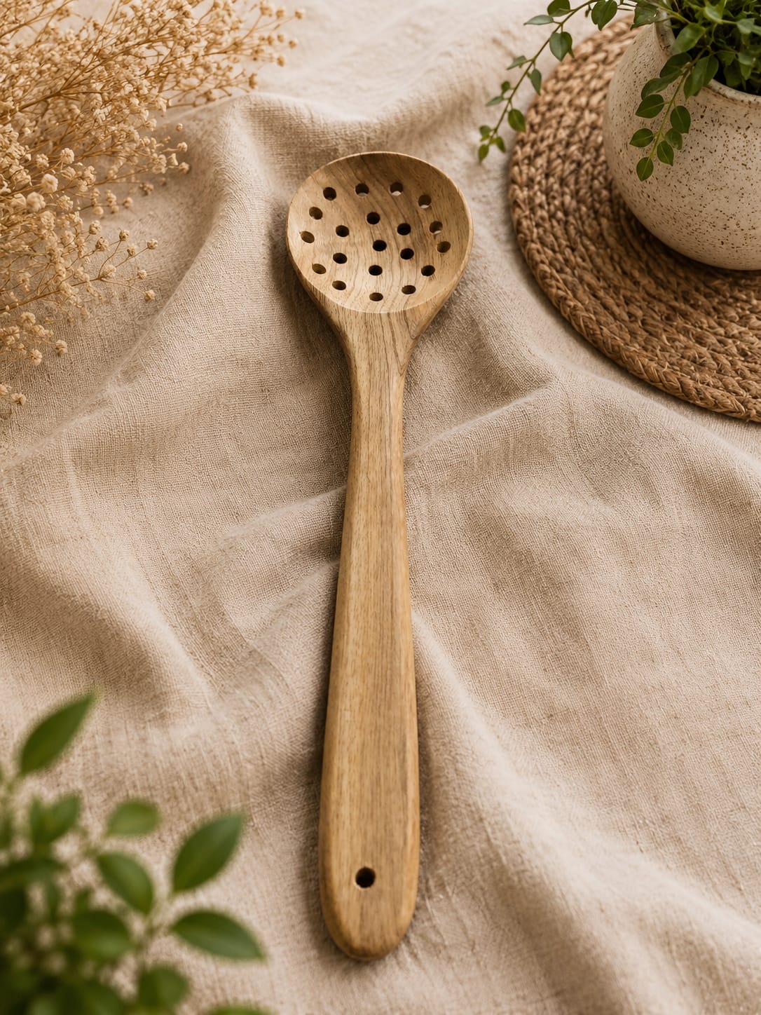 Handcrafted Wooden Slotted Serving Spoon (Strain & Serve)