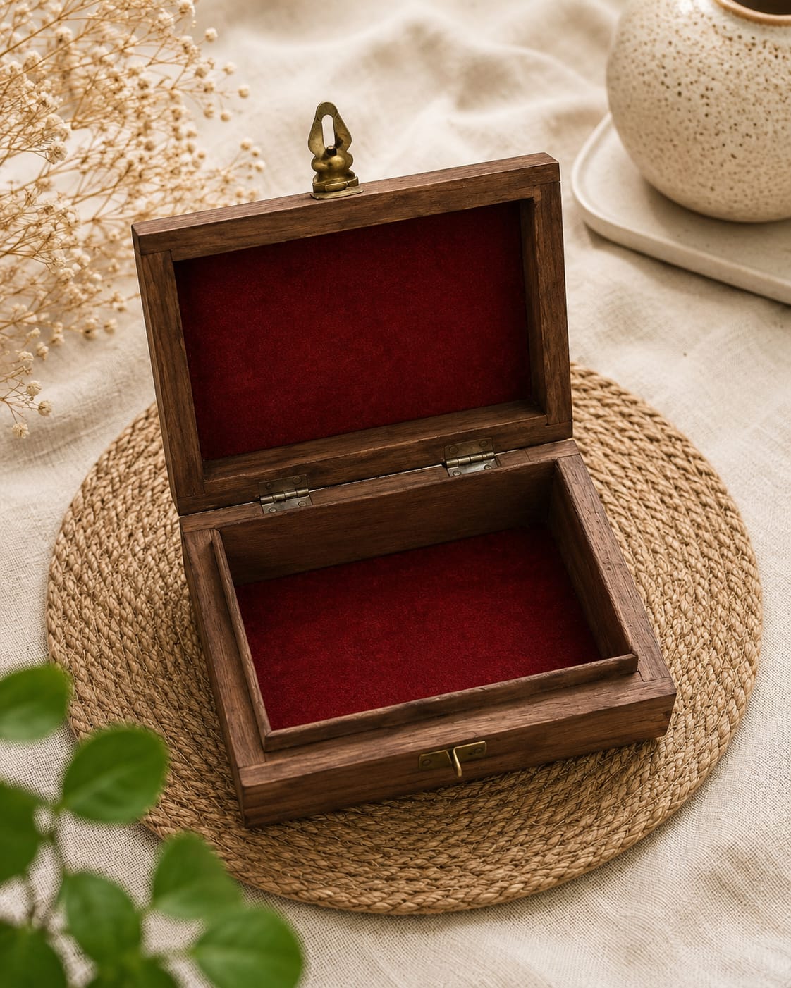 Handmade Wooden Jewellery Box with Brass Work - Rectangle Storage Box — image 3