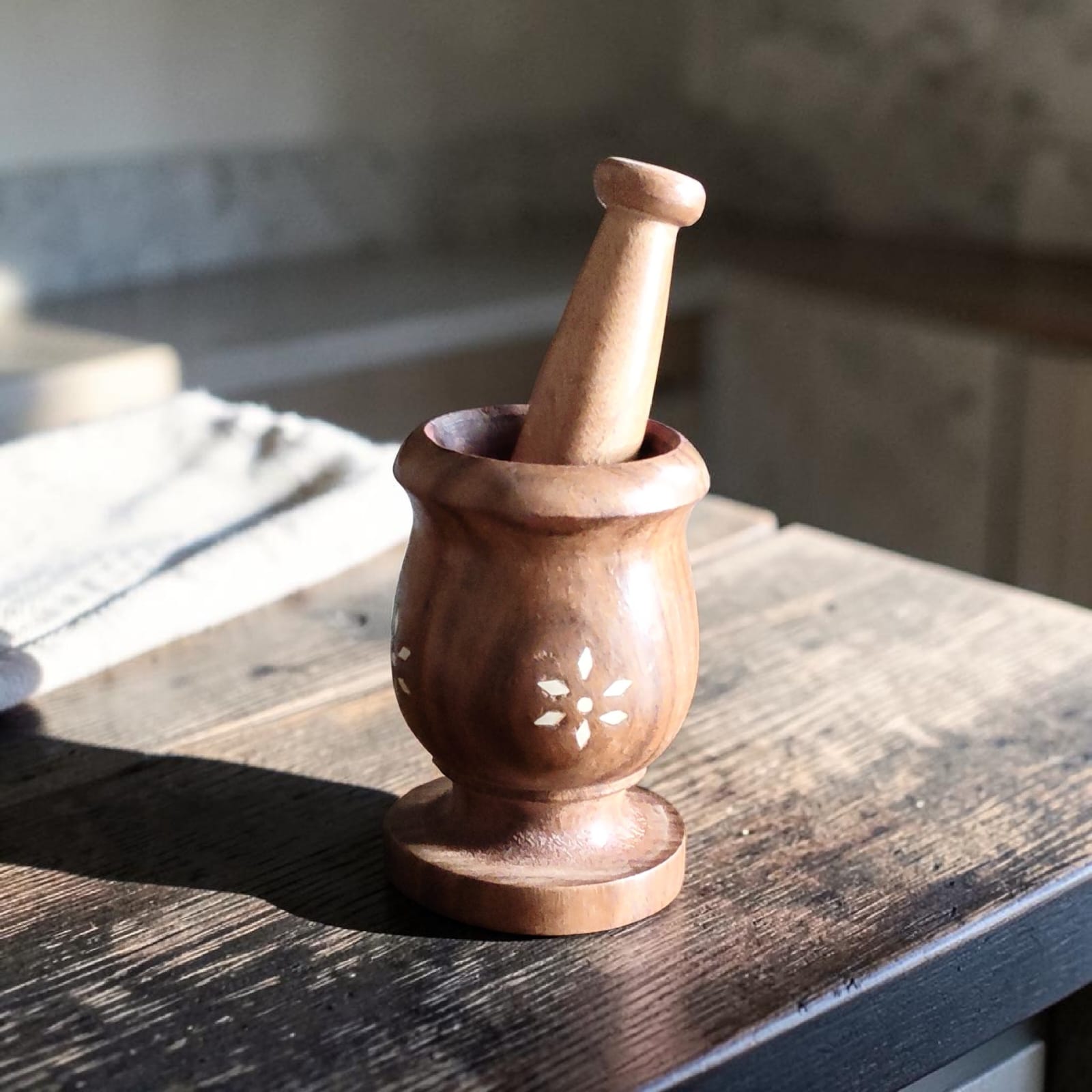 - Handmade Wooden Mortar and Pestle Set | Khalbatta with Inlay Work — image 2