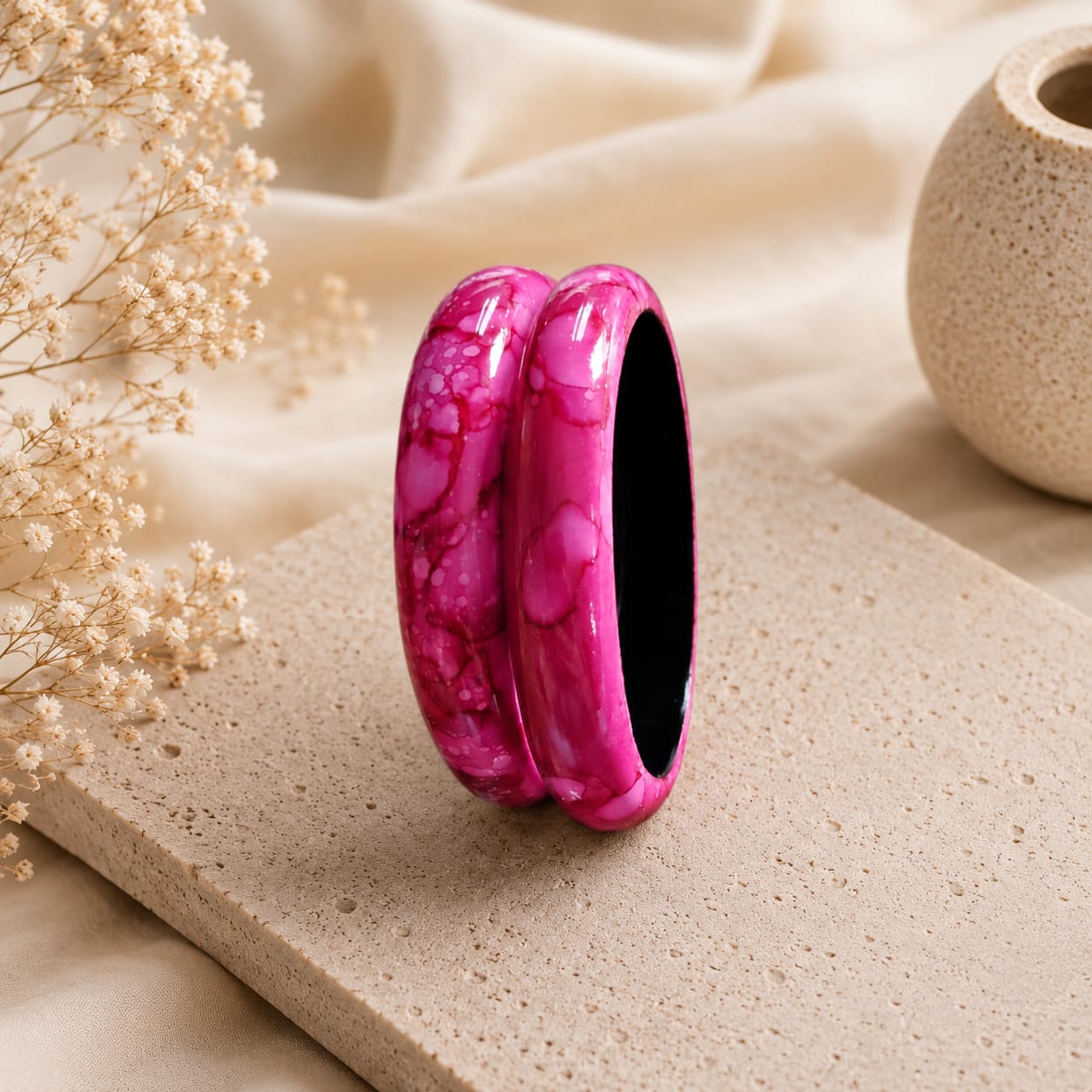 Handmade Wooden Colorful Bangles Set | Traditional Glossy Chaniya Choli Kada — image 4