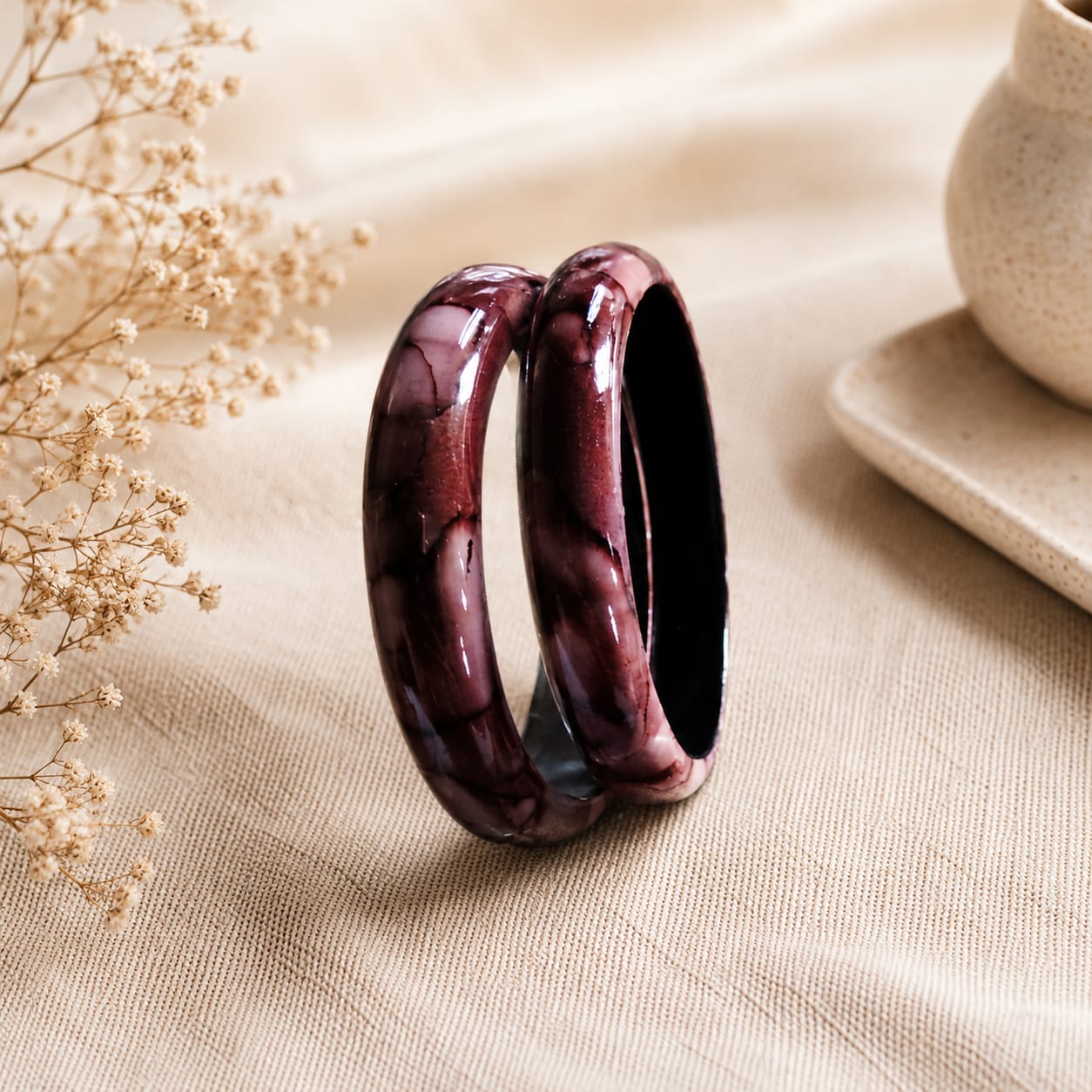 Handmade Wooden Colorful Bangles Set | Traditional Glossy Chaniya Choli Kada — image 3